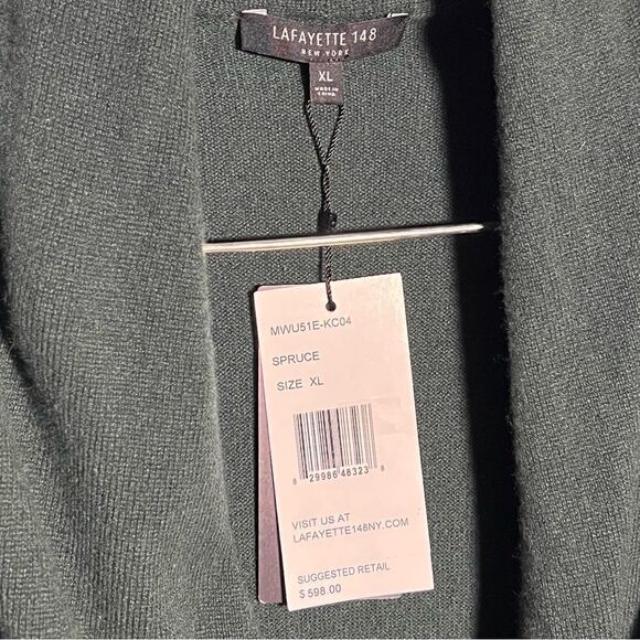 Lafayette 148 New York Cashmere Faux Wrap Sweater in Spruce XL - Picture 6 of 7